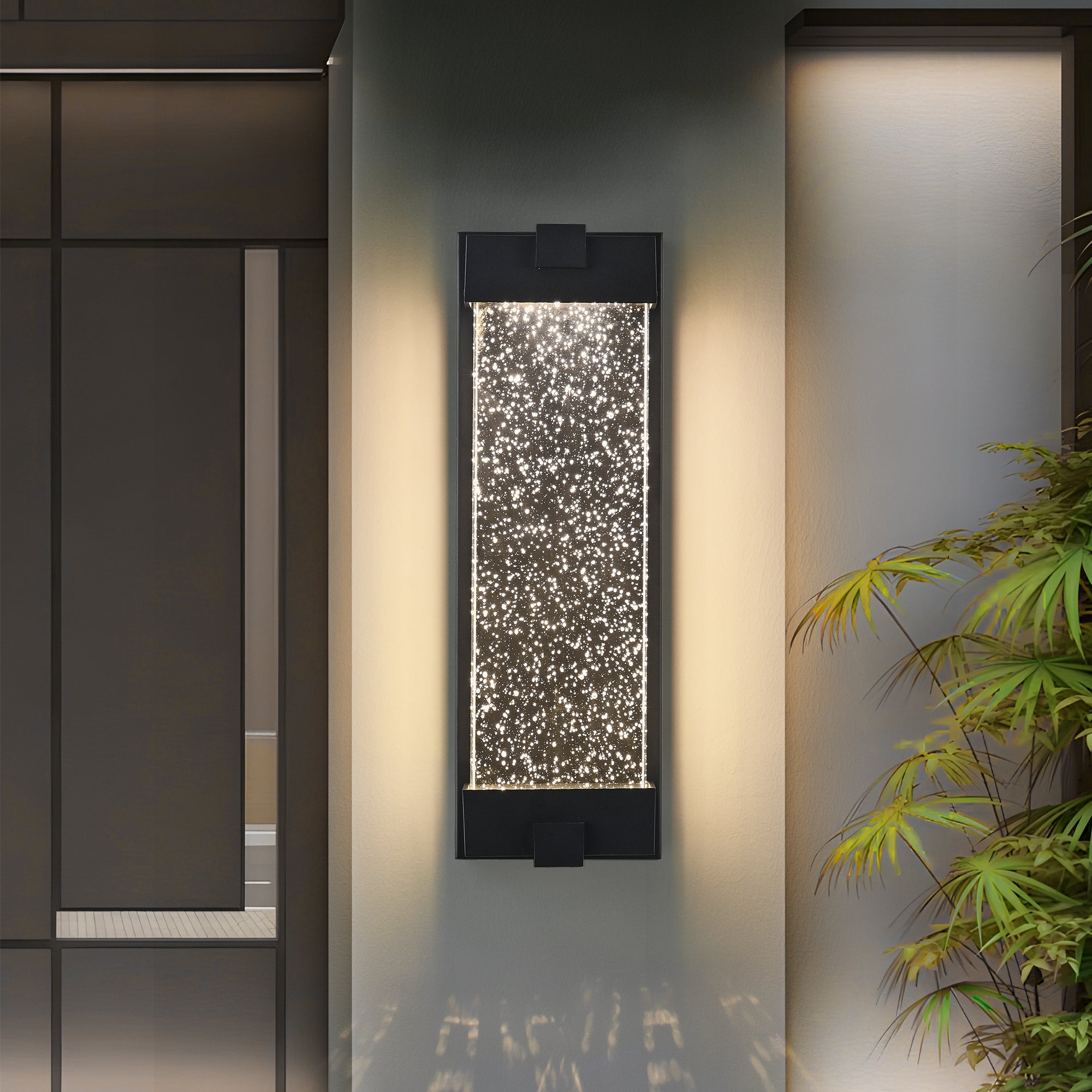 19"(H) Black Aluminum Finish Outdoor Wall Light Fixture