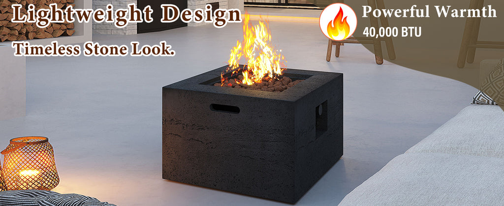 U_Style MGO Outdoor Square Fire Pit with Steel Burner
