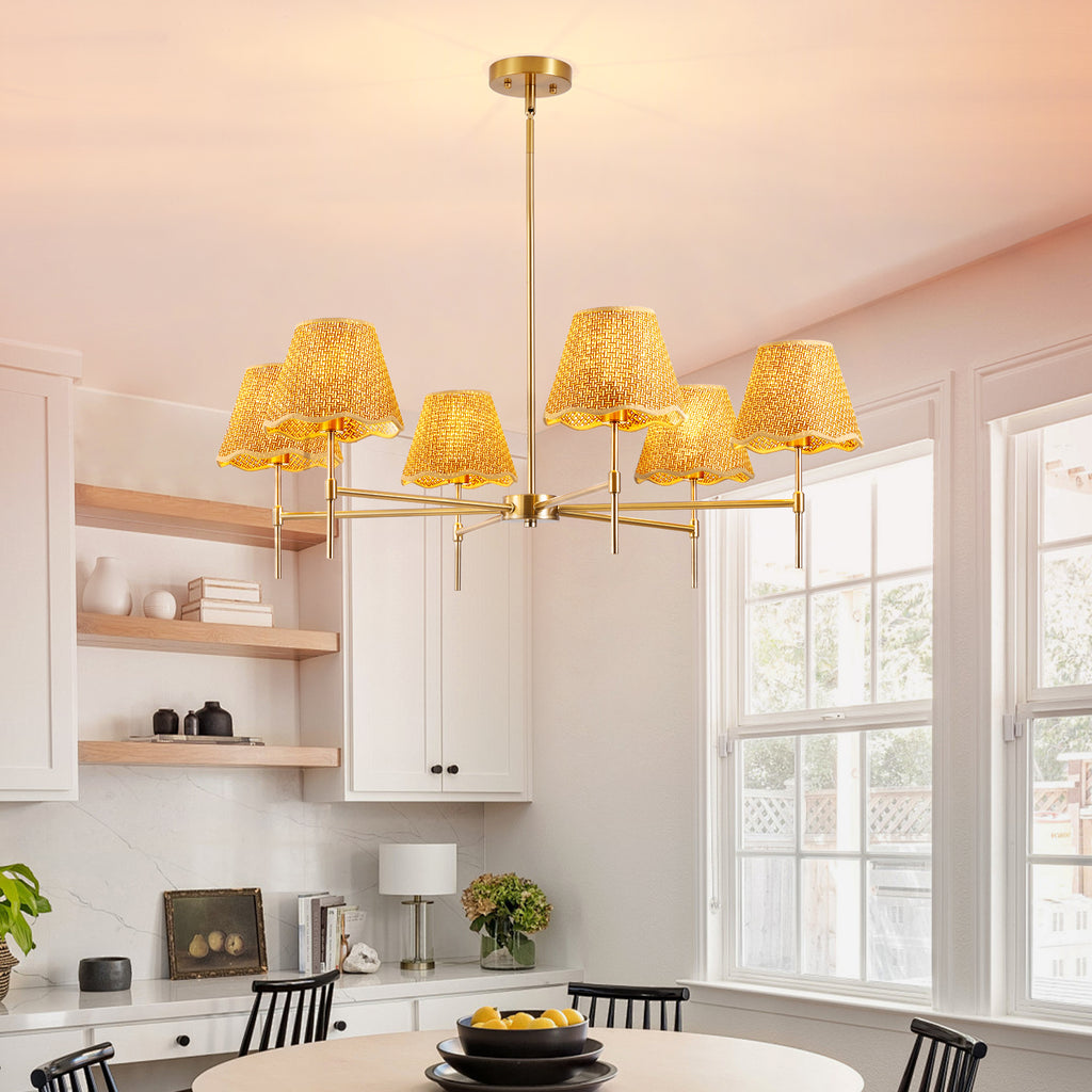 Boho Rattan 6-Light Chandelier