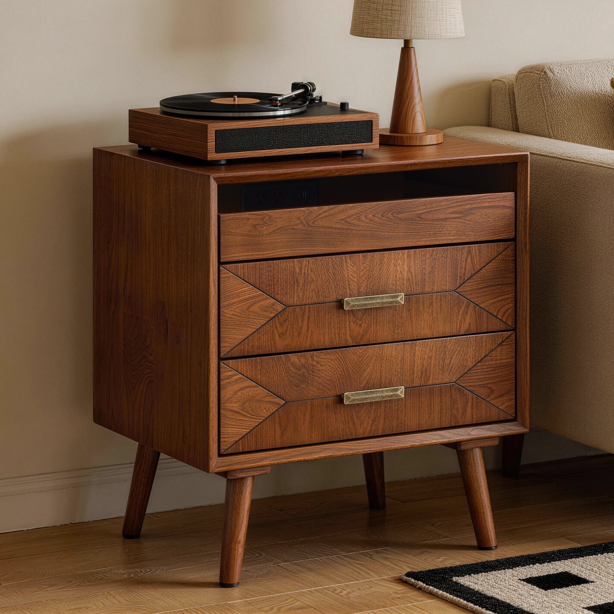 Draper Nightstand with Open Shelf