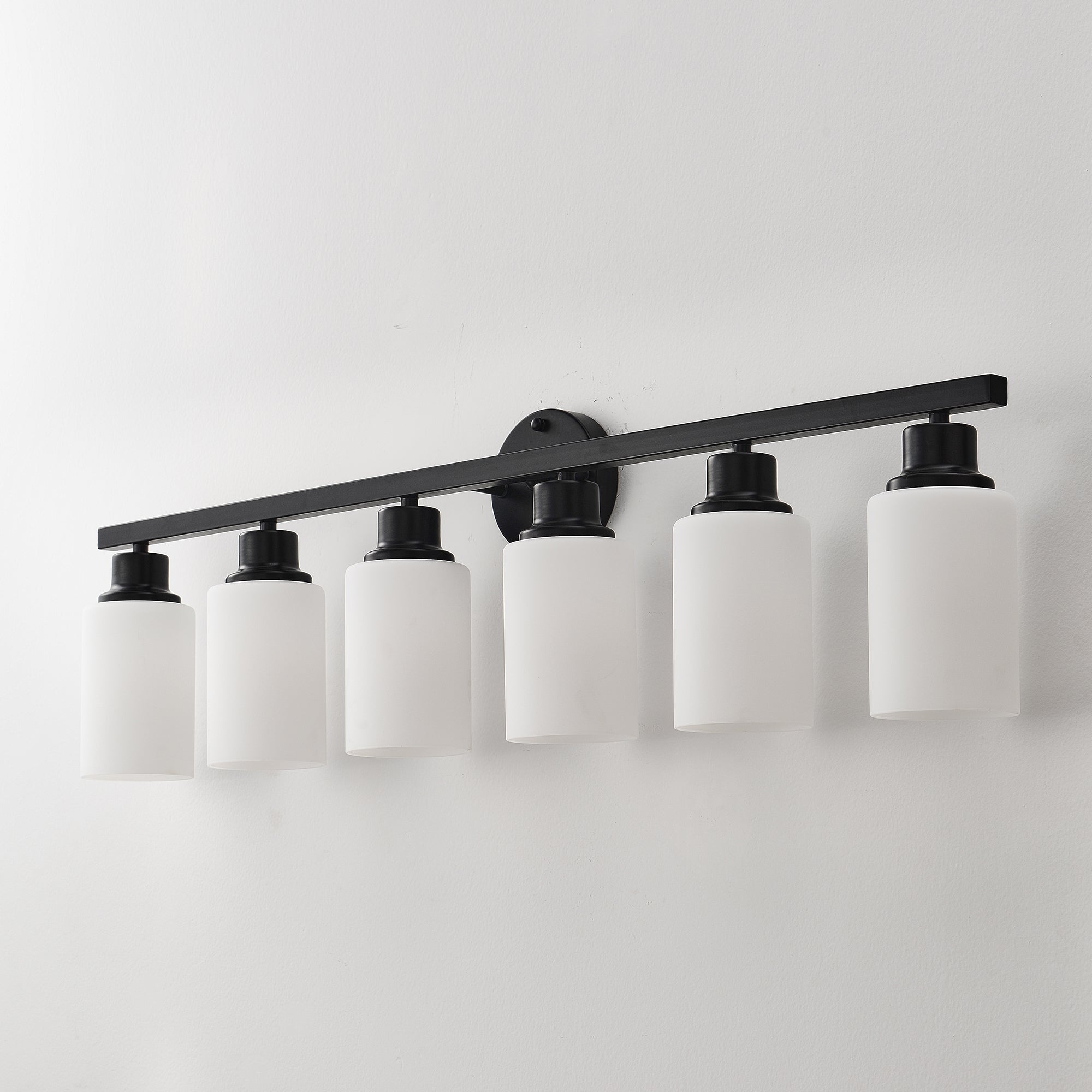 6-Light Matte Black Wall Lamps with White Light Fixture