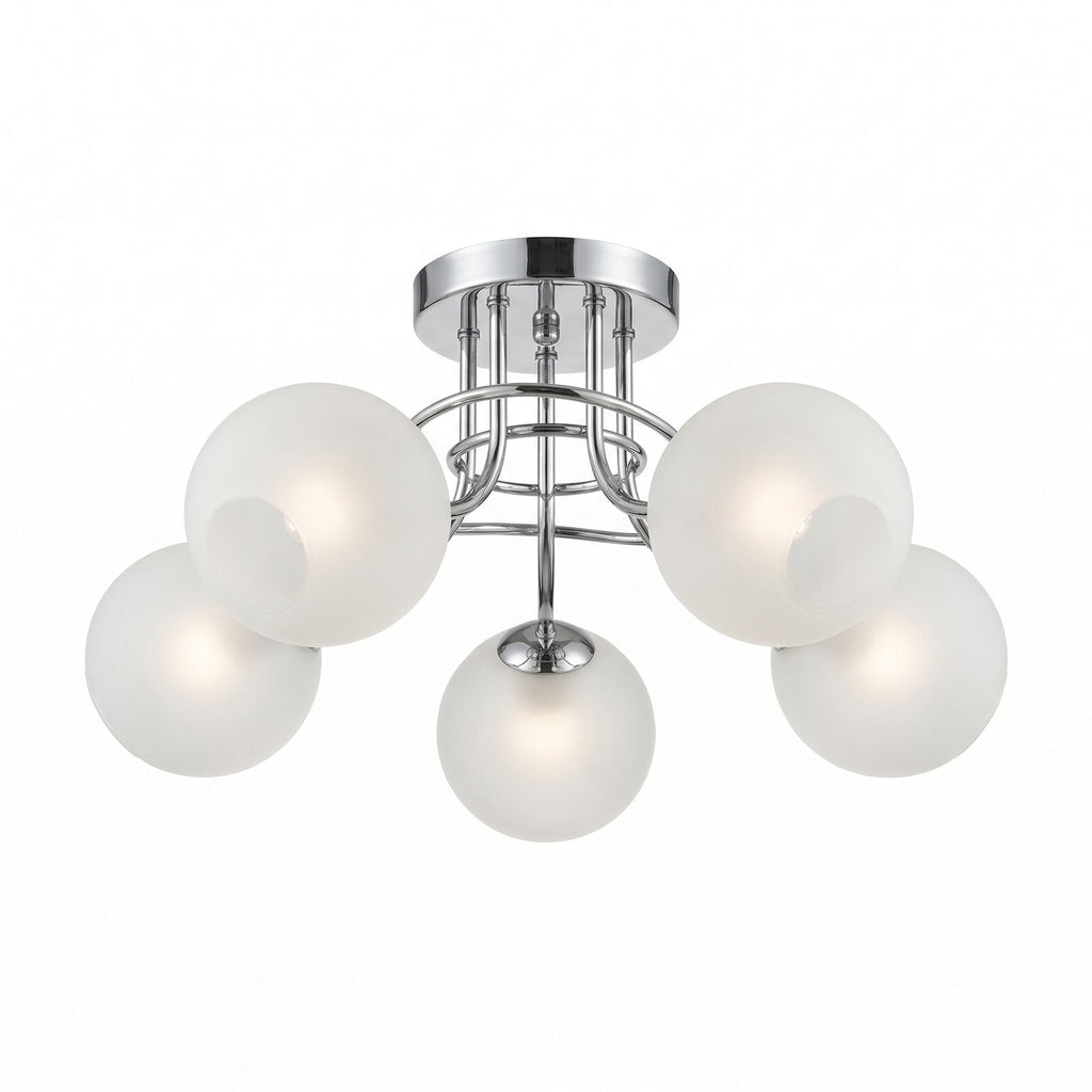 Szklana Lampa Sufitowa 5-Globów LED — zdjęcie produktowe na białym tle