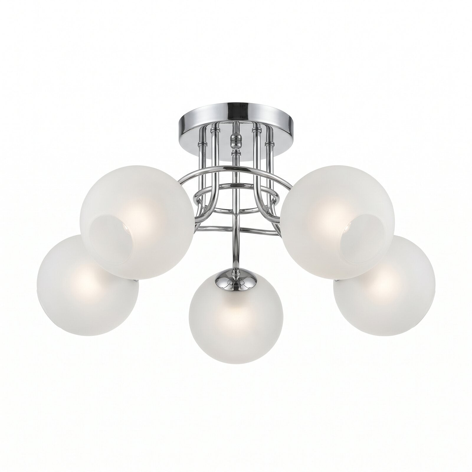 Szklana Lampa Sufitowa 5-Globów LED — zdjęcie produktowe na białym tle