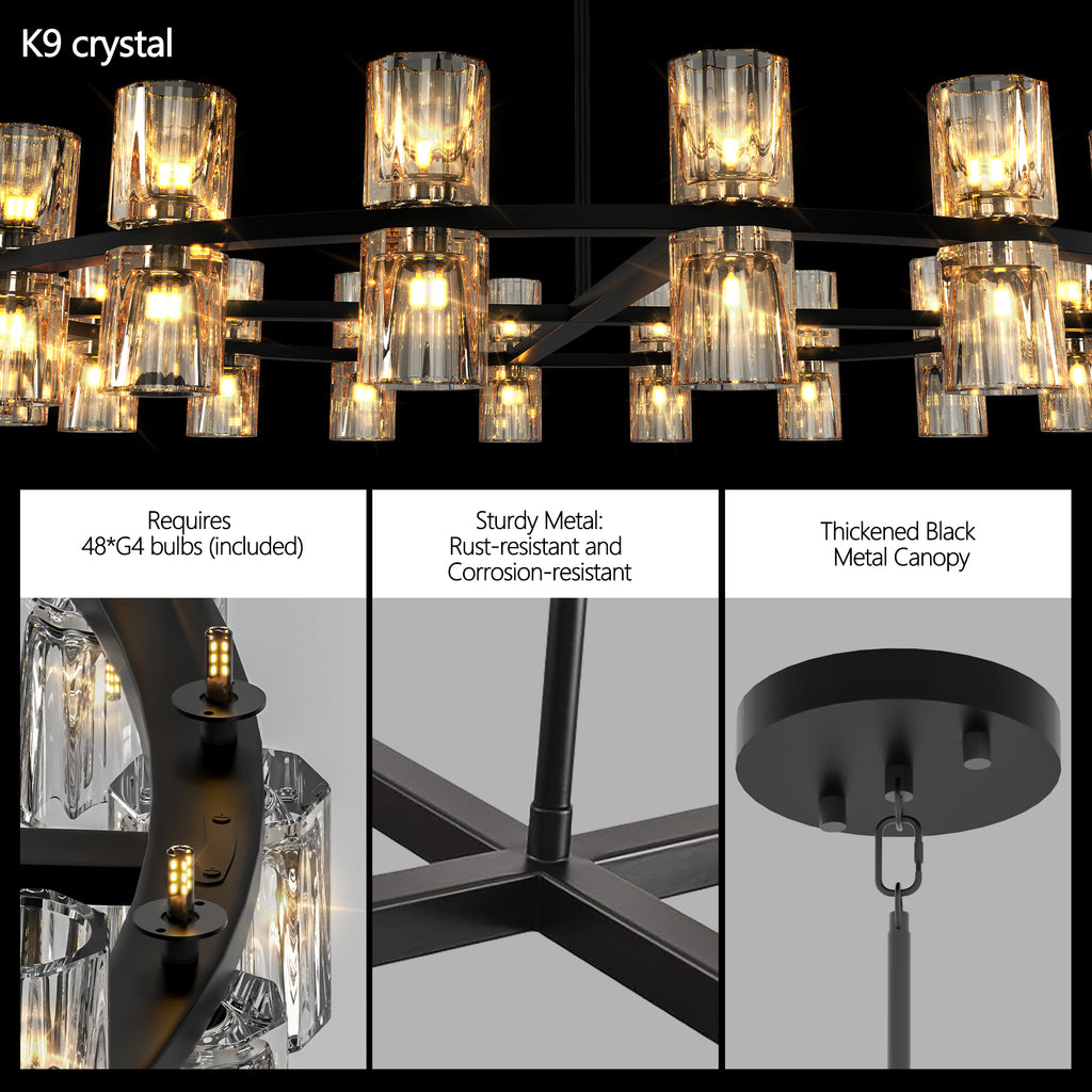 48 Inches Luxury Chandeliers Crystal Living Room
