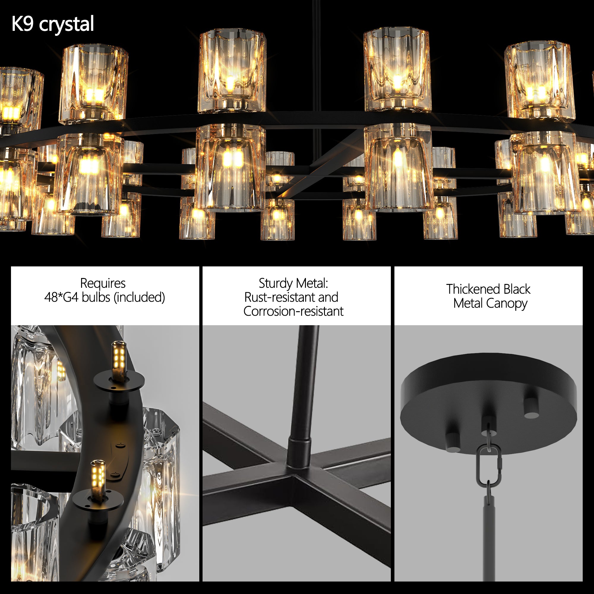 48 Inches Luxury Chandeliers Crystal Living Room