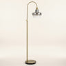 61" Brass Adjustable Arc Floor Lamp With Antiqued Brass Mirrored Glass Novelty Shade