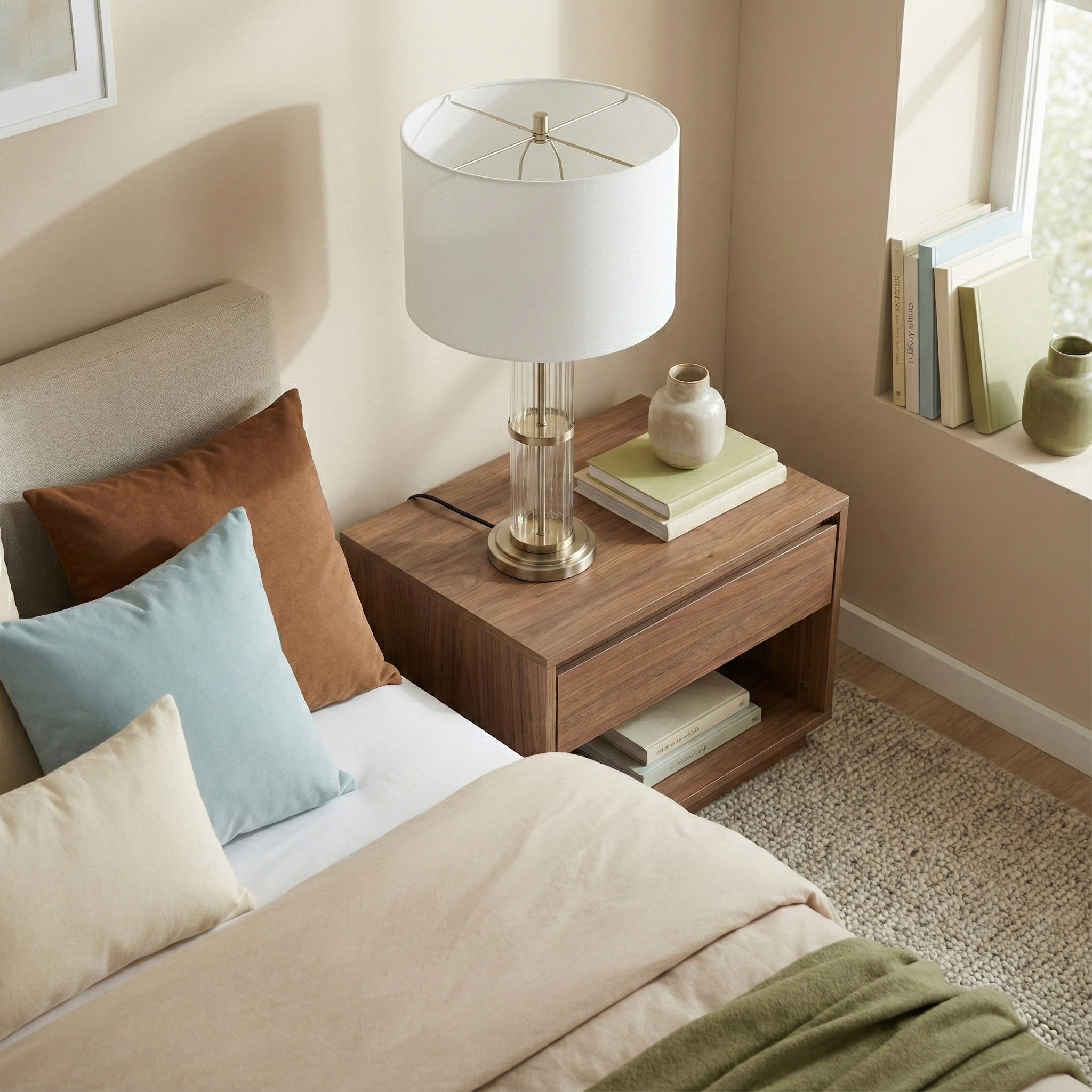 Echo Brushed Nickel Table Lamp with On/Off Switch Clear