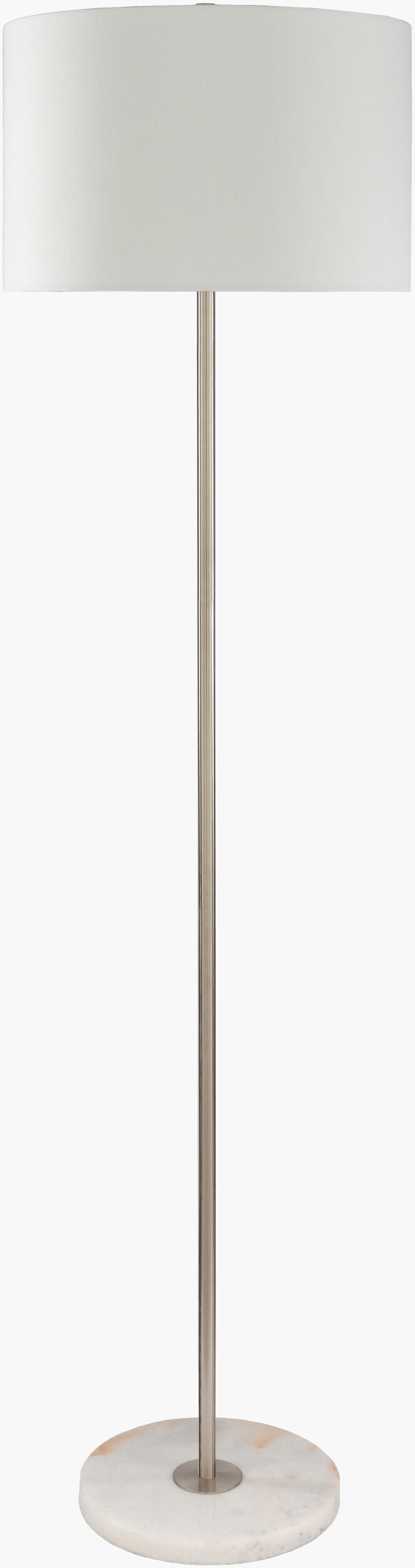 Becker 63" Iron Floor Lamp, Polished Metallic Silver
