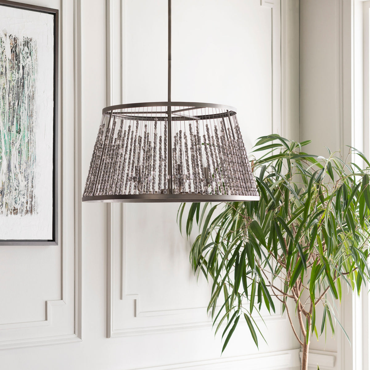 Bijou Steel Pendant Light, Antiqued Metallic Pewter