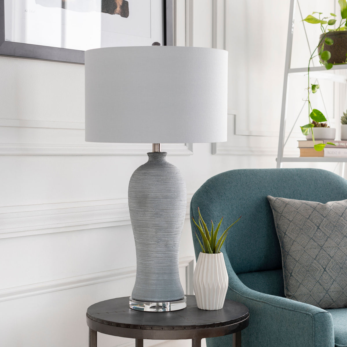 Blaine 31" Concrete Table Lamp, Hand Finished Light Gray