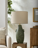 Beraliya 30" Ceramic Table Lamp, Hand Painted Green (BLI-002)