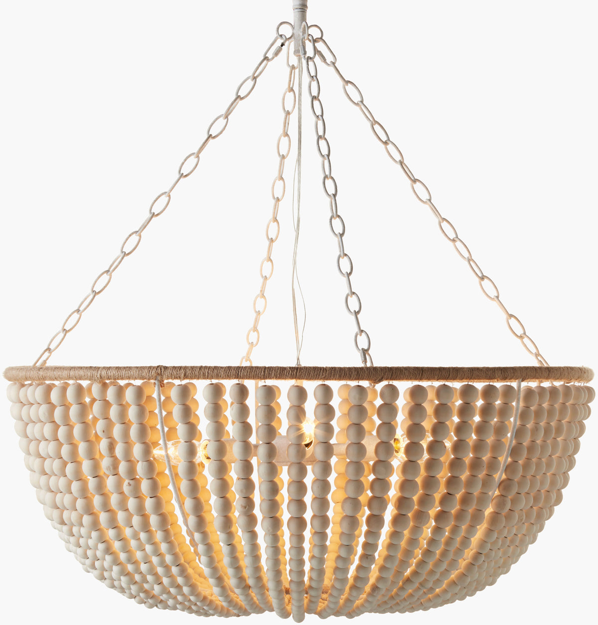 Belem Iron Pendant Light, Hand Painted Cream