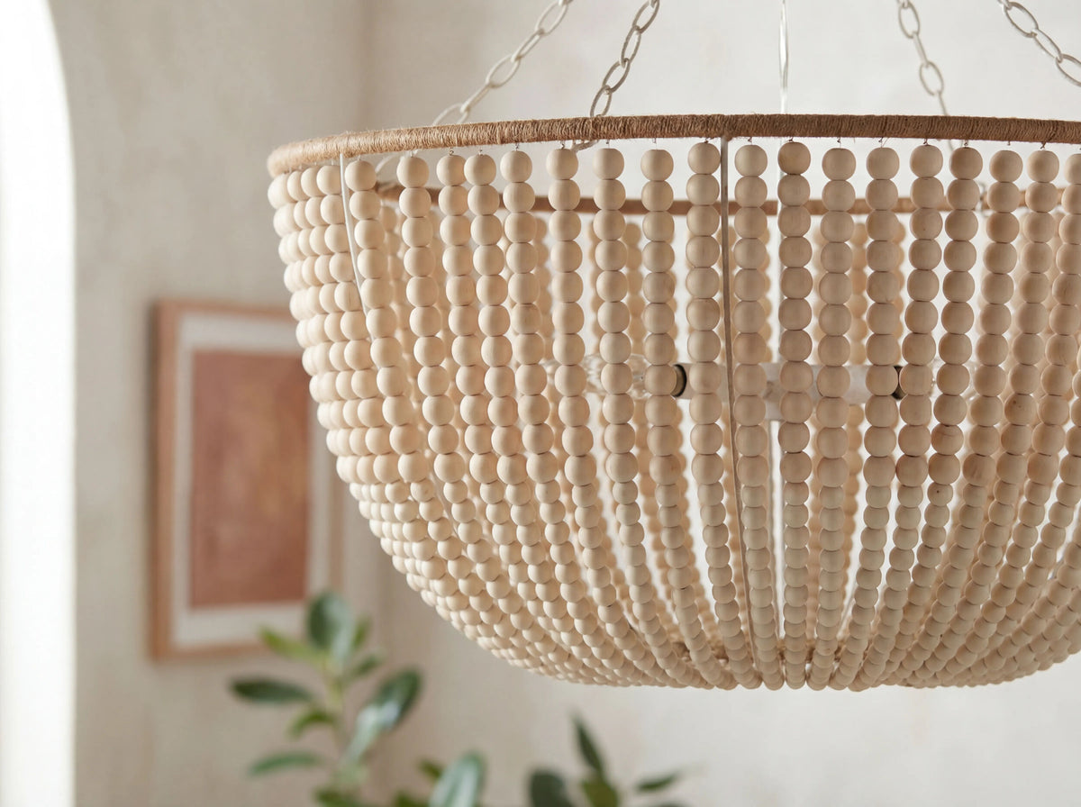 Belem Iron Pendant Light, Hand Painted Cream (BLM-002)