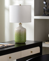 Benin 23" Ceramic Table Lamp, Glazed Green