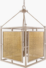 Brynlee Iron Pendant Light, Antiqued Beige, Hand Finished Gold