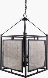 Brynlee Iron Pendant Light, Powder Coated Black, Hand Finished Metallic Silver