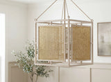 Brynlee Iron Pendant Light, Antiqued Beige, Hand Finished Gold