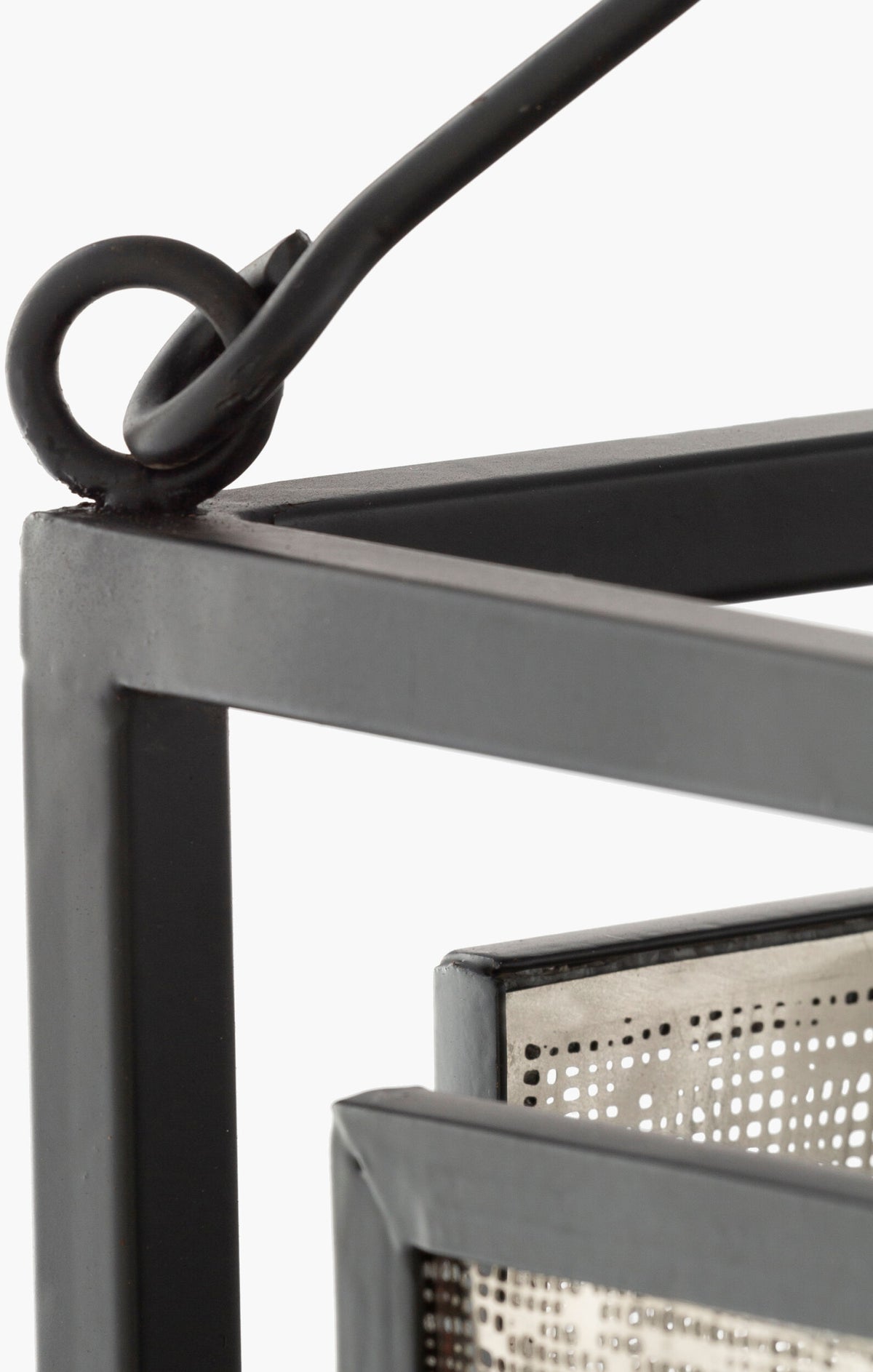 Brynlee Iron Pendant Light, Powder Coated Black, Hand Finished Metallic Silver