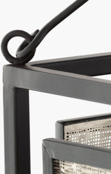 Brynlee Iron Pendant Light, Powder Coated Black, Hand Finished Metallic Silver