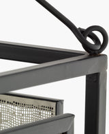 Brynlee Iron Pendant Light, Powder Coated Black, Hand Finished Metallic Silver