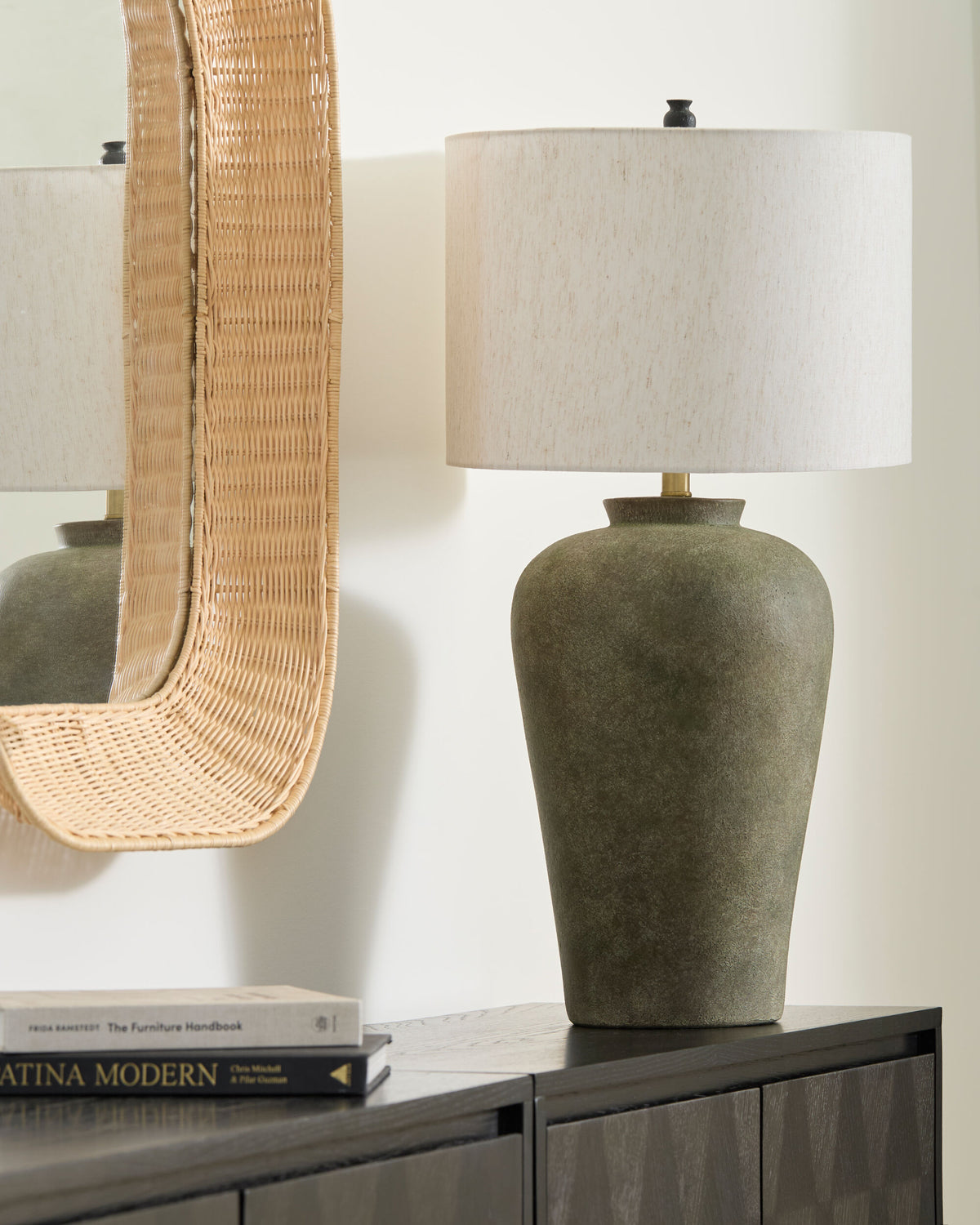 Encina 32" Cement Table Lamp, Painted Gray