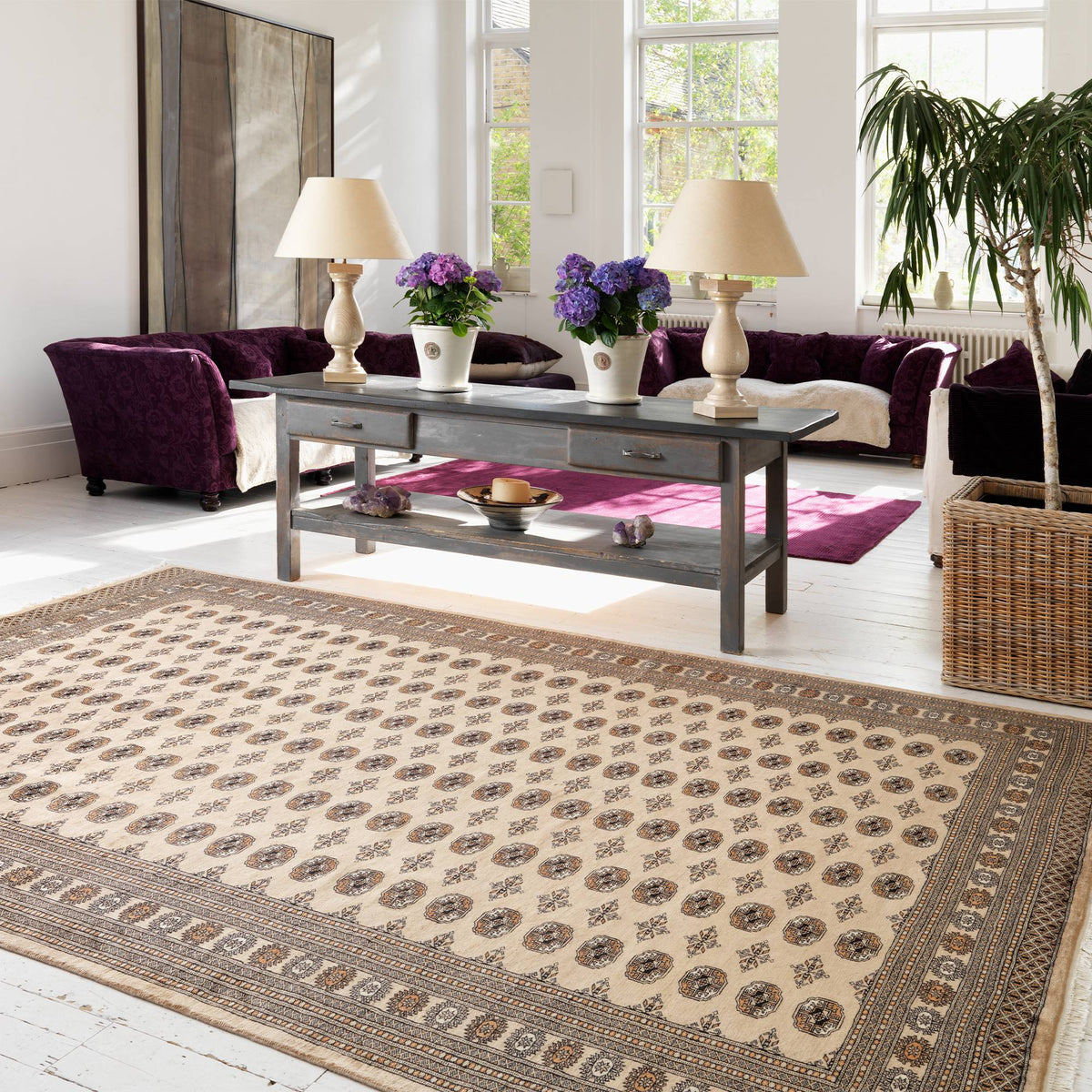 Bokhara Rug styled in a living room
