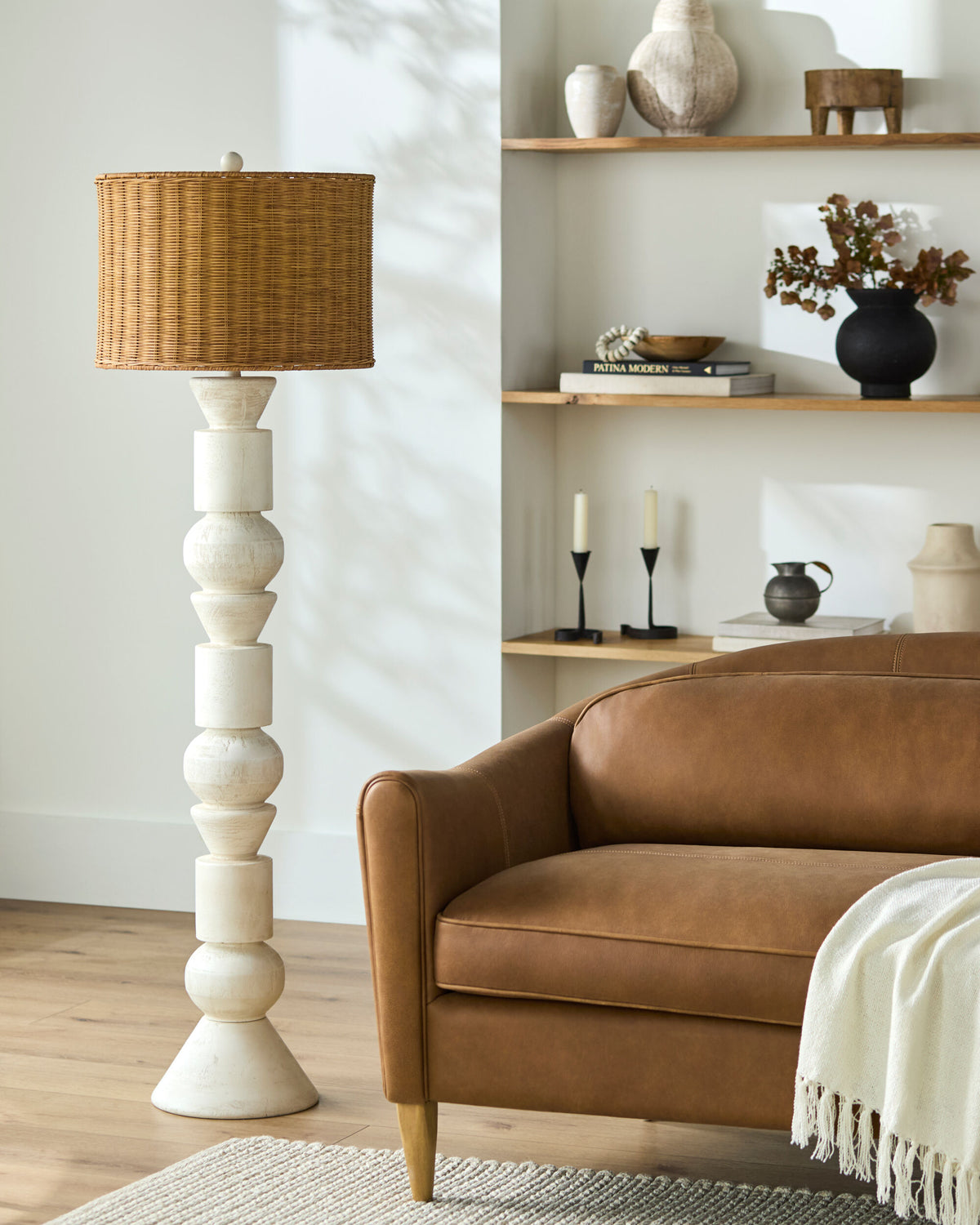 Berekua 62" Resin Floor Lamp, Painted White