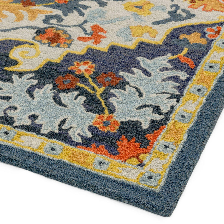 Hand tufted in India — Medallion Wool Living Room Rug — Loop Pile, Hand Tufted, Classic, Bronte Colours