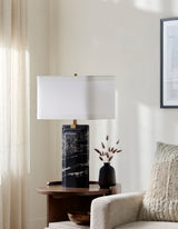 Basalto 26" Marble Table Lamp, Natural Black