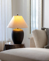 Bastille 25" Ceramic Table Lamp, Glazed Black