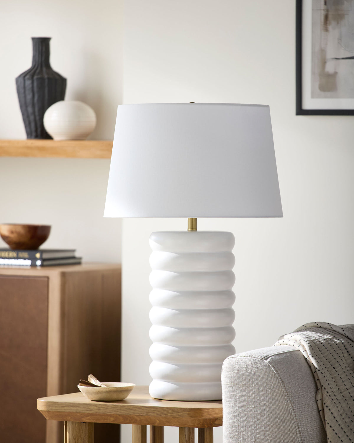 Brienza 31" Ceramic Table Lamp, Glazed White