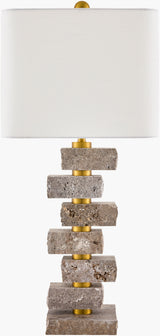Balzano 31" Marble Table Lamp, Natural Gray