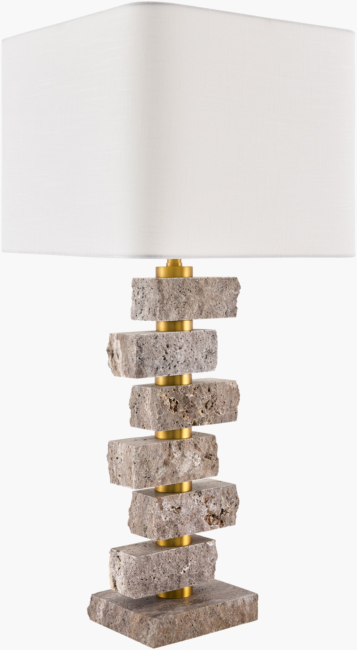 Balzano 31" Marble Table Lamp, Natural Gray