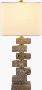 Balzano 31" Marble Table Lamp, Natural Gray