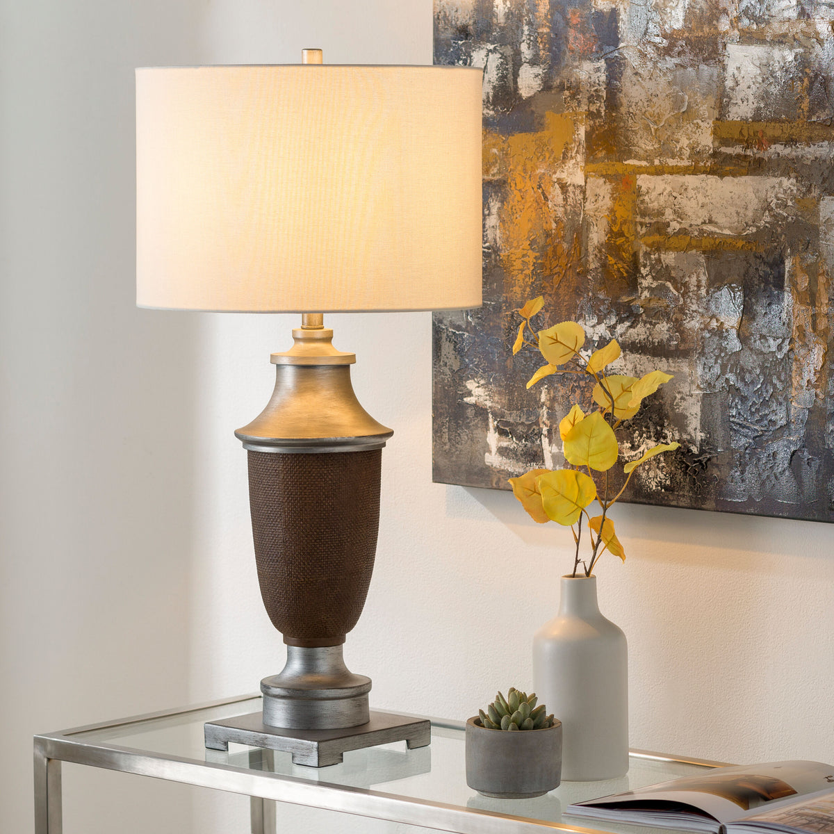 Bizzy 32" Resin Table Lamp, Painted Brown