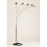 84" Nickel Five Lights Arc Floor Lamp With Nickel Dome Shade