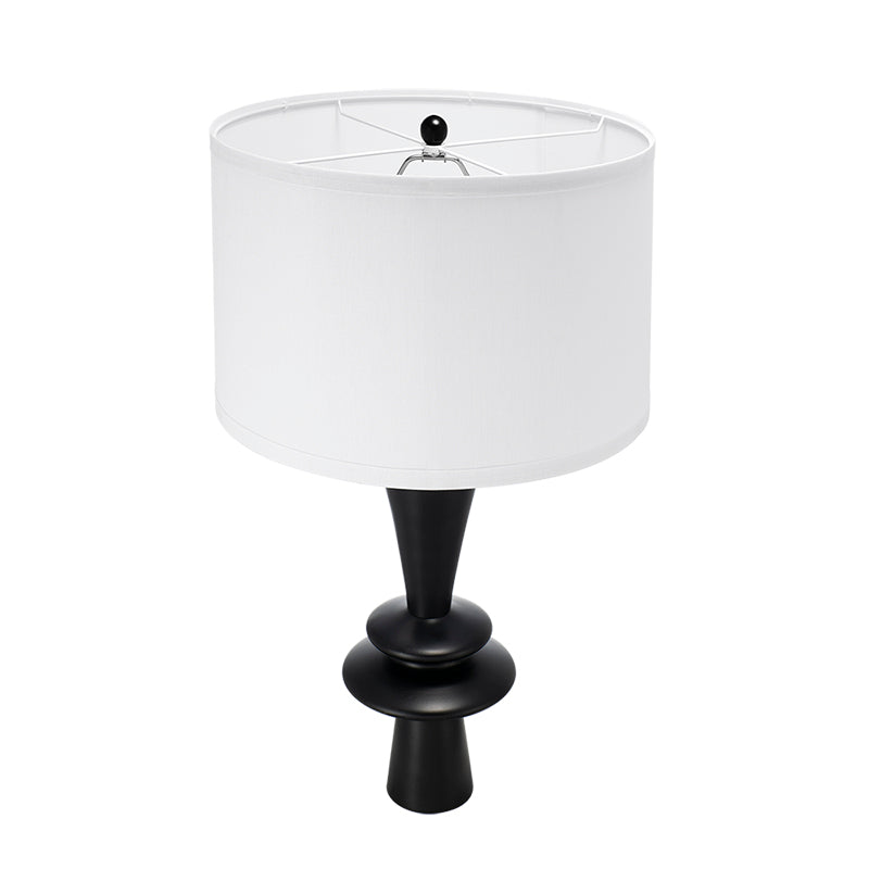 D15x26.7" Black Aluminum Table Lamp with Two Varying Round