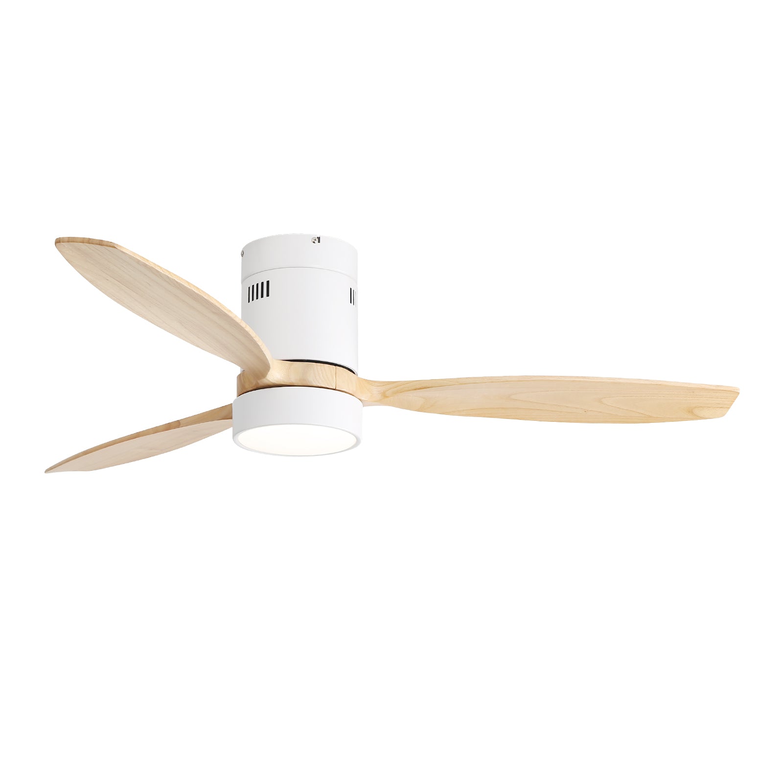 52 Inch Flush Mount Ceiling Fan DC 3 Solid Wood Fan Blade