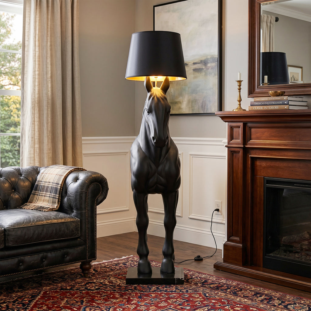 Horse Lamp Luxury Floor Lamp Modern Light Fixture - Black