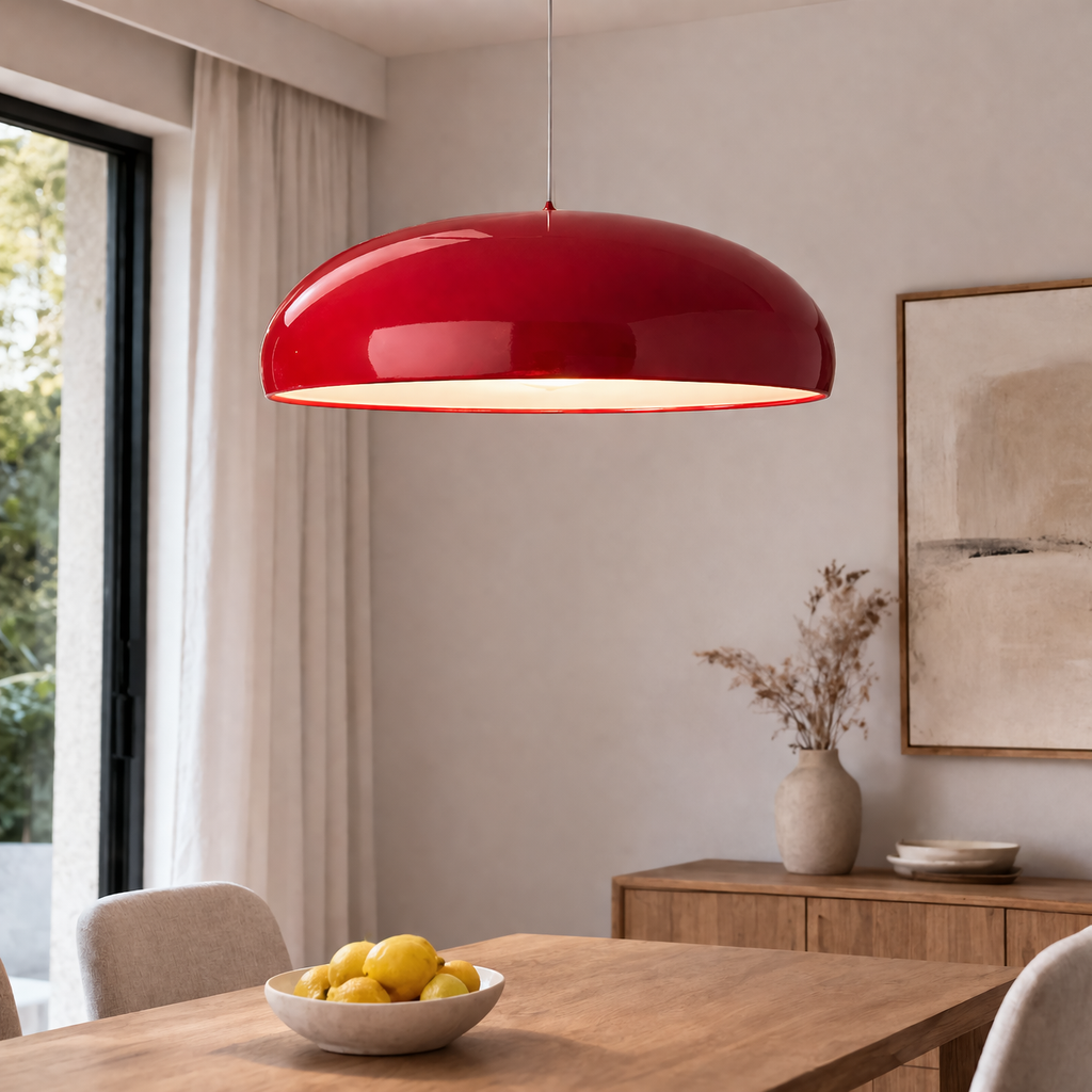 Pendant Lamp with Dome-Shaped Metal Shade