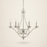 Nickel Candle Style Six Light Metal Dimmable Chandelier
