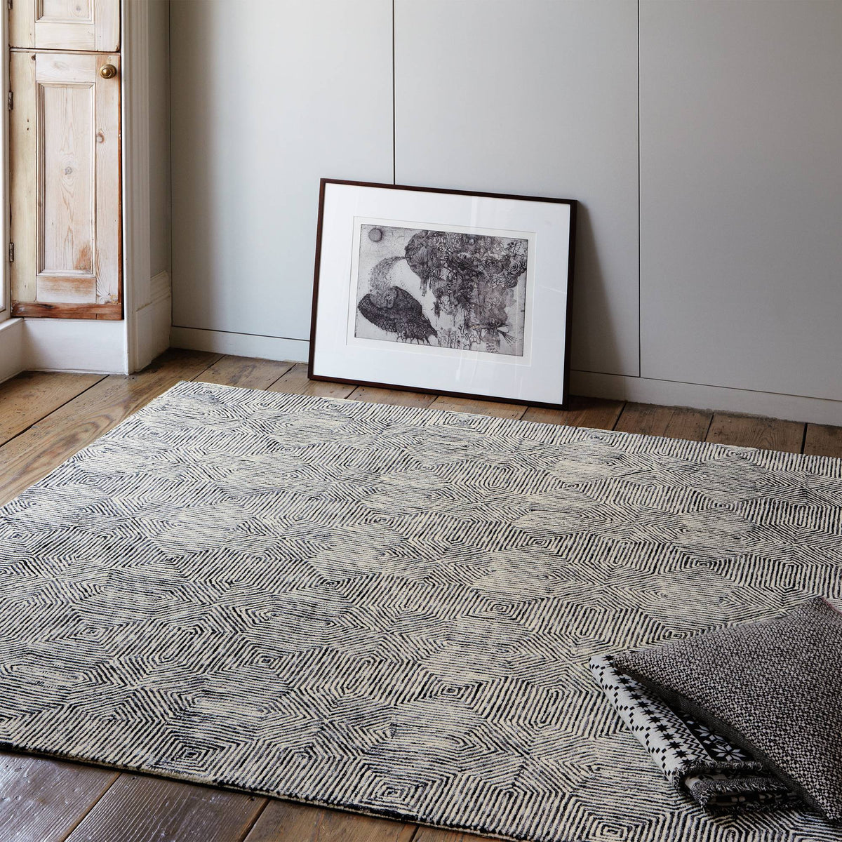 Camden Rug styled in a living room