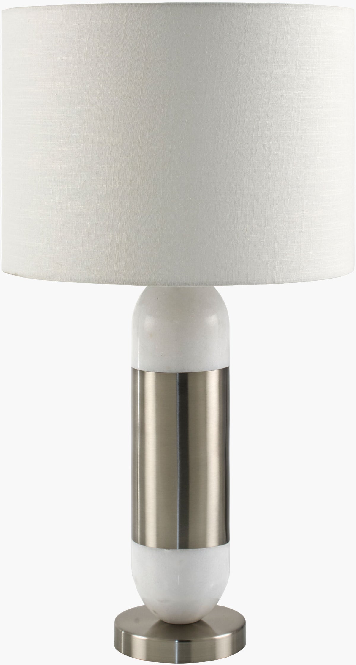 Carina 29" Marble Table Lamp, Marbled White, Plated Metallic Nickel
