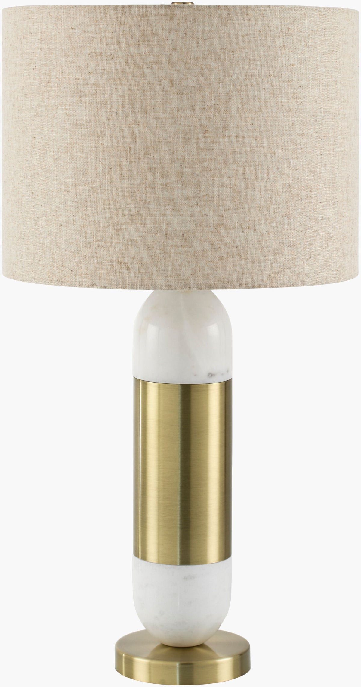 Carina 29" Marble Table Lamp, Marbled White, Plated Metallic Gold