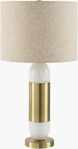 Carina 29" Marble Table Lamp, Marbled White, Plated Metallic Gold