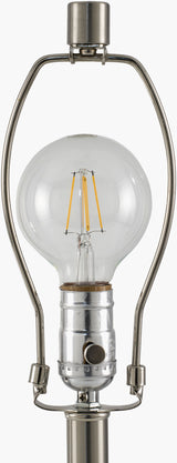 Carina 29" Marble Table Lamp, Marbled White, Plated Metallic Nickel