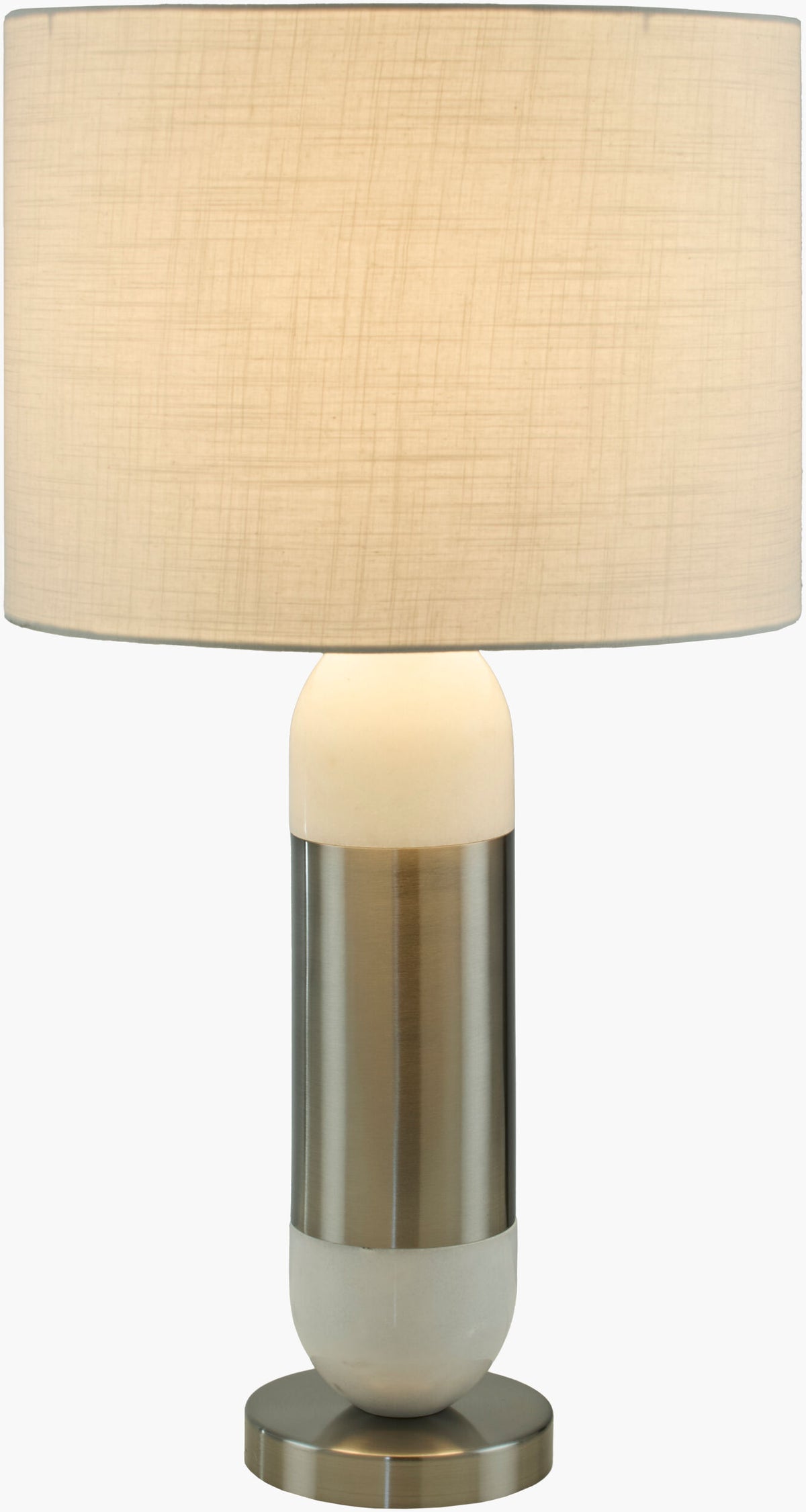 Carina 29" Marble Table Lamp, Marbled White, Plated Metallic Nickel
