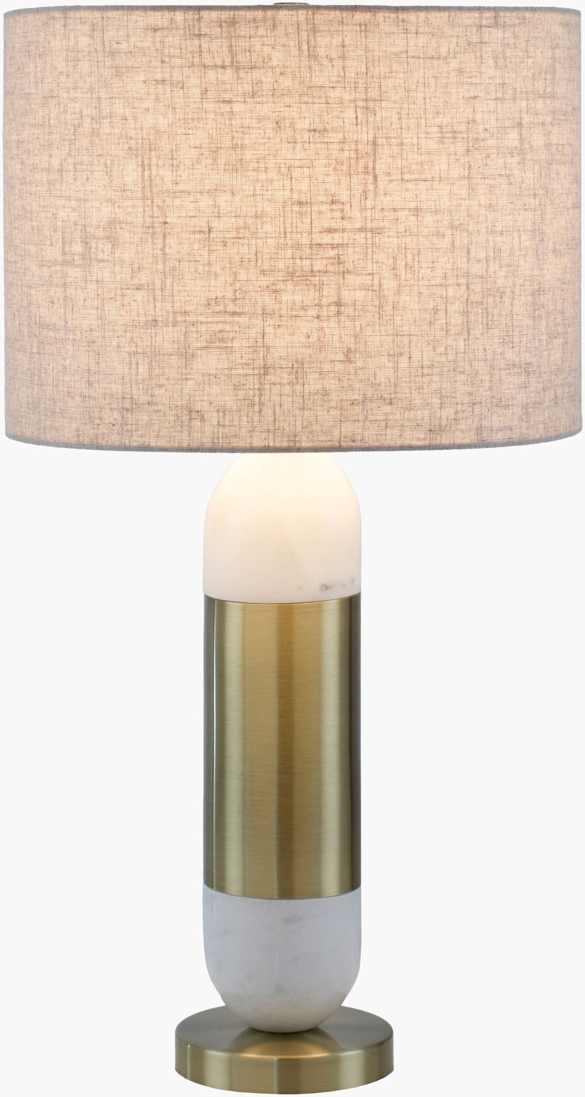 Carina 29" Marble Table Lamp, Marbled White, Plated Metallic Gold