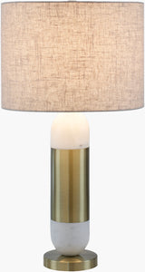 Carina 29" Marble Table Lamp, Marbled White, Plated Metallic Gold
