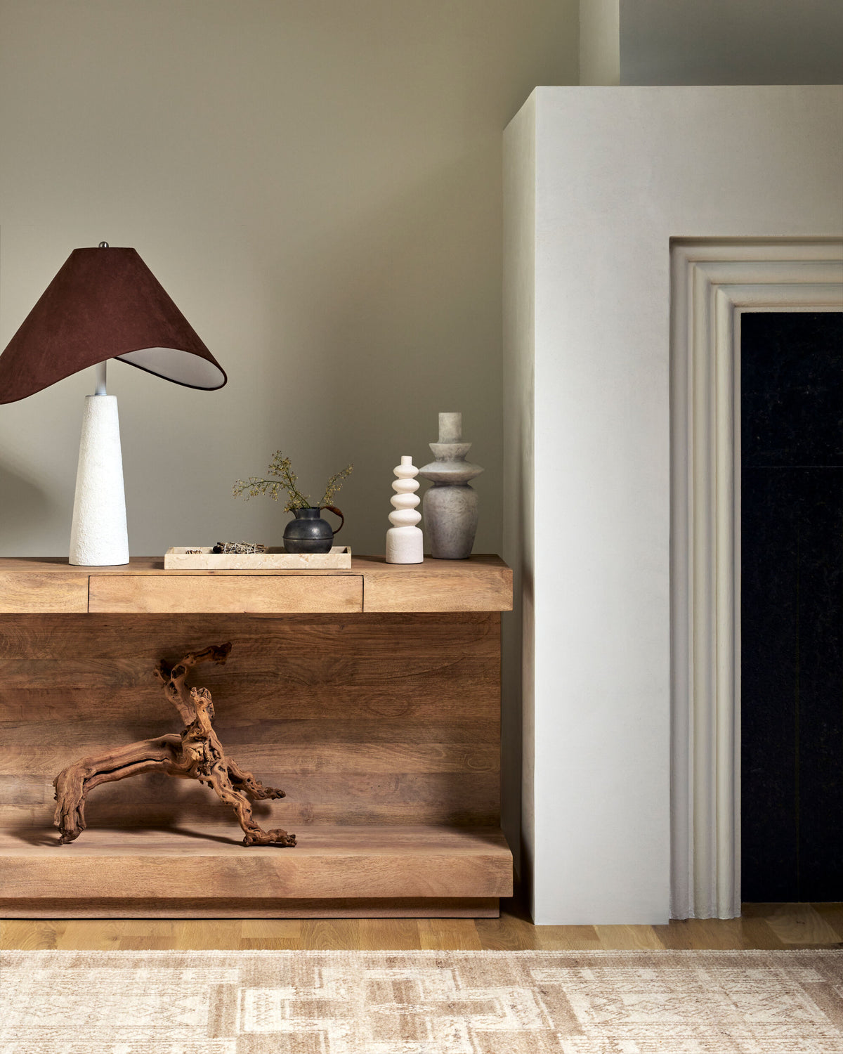 Apuila 30" Concrete Table Lamp, Hand Painted White